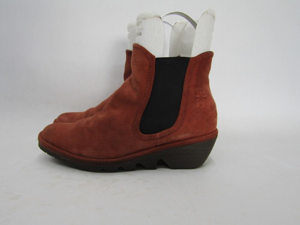 FLY LONDON Womens Sz 37 EUR Brown Suede Wedge Ankle Fashion Boots Bootie